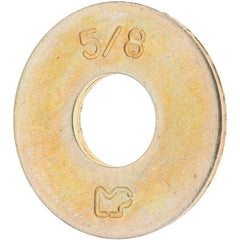 5/8″ Screw USS Flat Washer: Carbon Steel, Zinc-Plated Yellow Chromate 21/32″ ID, 1.75″ OD, 9/64″ Thick