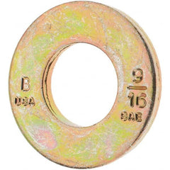 9/16″ Screw SAE Flat Washer: Carbon Steel, Zinc-Plated Yellow Chromate 19/32″ ID, 1.18″ OD, 1/8″ Thick