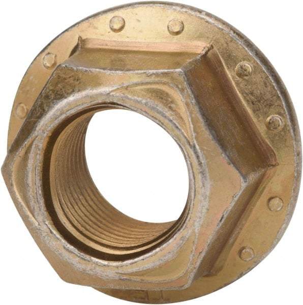 Made in USA - 5/8-11 Grade 8 Steel Hex Flange Lock Nut - Zinc Yellow Dichromate Finish - All Tool & Supply