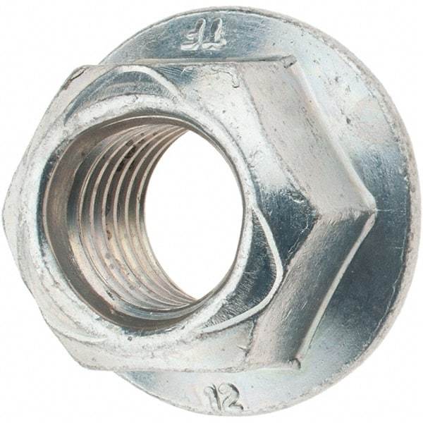 Made in USA - M16x2.00 Class 12 Steel Hex Flange Lock Nut - 18.3mm High, Cadium Plated with Wax Finish - All Tool & Supply