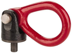 Made in USA - 15,000 Lb Capacity, Alloy Steel, 7/8-9 Thread, Fixed Lifting Eye Bolt - Fully Threaded, 1-5/16" Thread Length, Shoulder - All Tool & Supply