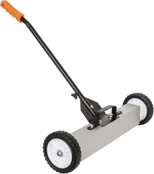 Shields Magnetics - 24" Long Push Magnetic Sweeper with Wheels - 6-13/16" Wide x 13" High x 48" Long, 7" Wheel Diam, 3/4 to 1-1/2" Clearance - All Tool & Supply