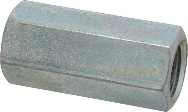 Made in USA - 3/4-10 UNC, 2-1/4" OAL Steel Standard Coupling Nut - Zinc-Plated Finish, 1" Width Across Flats - All Tool & Supply