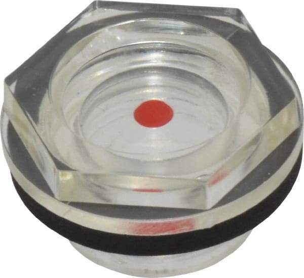 J.W. Winco - G 3/8 Thread, 19mm Distance Across Flats, Plastic Oil Level Sight Glasses - 22mm Flange Diameter, 7mm Length Under Head - All Tool & Supply