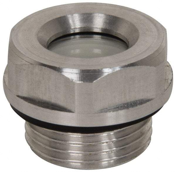 J.W. Winco - M27x1.5 Thread, 30mm Distance Across Flats, Aluminum Oil Level Sight Glasses - 32mm Flange Diameter, 8mm Head Height, 9mm Length Under Head - All Tool & Supply