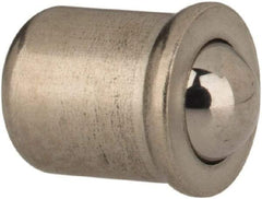 HALDER - 5mm Body Length x 4mm Body Diam, 2.5 N Init to 6 N Final End Force, Stainless Steel Press Fit Ball Plunger - 3mm Ball Diam, 1mm Max Ball Reach, 0.1mm Tolerance, 0.9mm Flange Thickness - All Tool & Supply