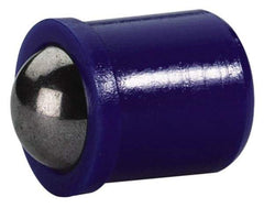 HALDER - 6mm Body Length x 5mm Body Diam, 6 N Init to 9.4 N Final End Force, Thermoplastic Press Fit Ball Plunger - 4mm Ball Diam, 1mm Max Ball Reach, 0.1mm Tolerance, 1mm Flange Thickness - All Tool & Supply