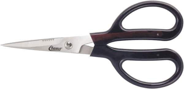 Clauss - 4" LOC, 7" OAL Stainless Steel Trimmers - Serrated, Plastic Coated Handle, For Paper, Fabric - All Tool & Supply