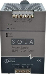 Sola/Hevi-Duty - 240 Watt, 10 Amp, 230 VAC Input, 24 VDC Output, DIN Rail Power Supply - 3.26 Inch Wide x 4.55 Inch Deep x 4.88 Inch High, Up to 88% Efficiency, 14 to 140°F, Green LED - All Tool & Supply