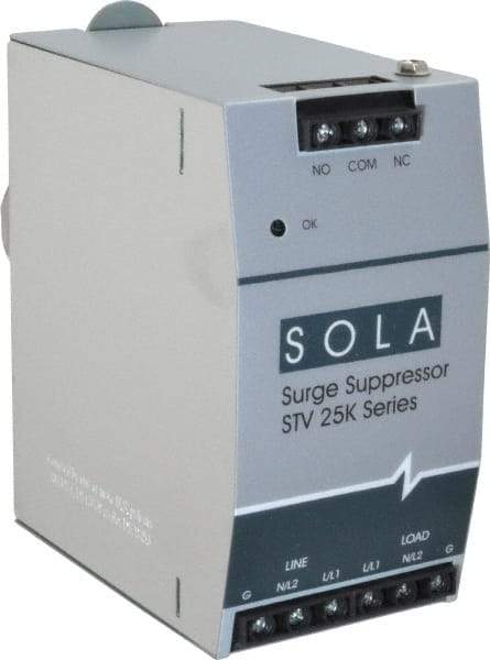 Sola/Hevi-Duty - 2.56 Inch Long x 4.87 Inch Wide x 4-3/4 Inch Deep, Hardwired Surge Protector - DIN Rail Mount, 120 V, 50 kA Surge Protection - All Tool & Supply