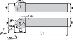 Kennametal - DWLN, Right Hand Cut, 5° Lead Angle, 3/4" Shank Height x 3/4" Shank Width, Negative Rake Indexable Turning Toolholder - 4-1/2" OAL, WN..33. Insert Compatibility, Series Kenclamp - All Tool & Supply