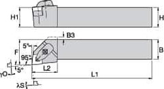 Kennametal - DWLN, Left Hand Cut, 5° Lead Angle, 3/4" Shank Height x 3/4" Shank Width, Negative Rake Indexable Turning Toolholder - 4-1/2" OAL, WN..33. Insert Compatibility, Series Kenclamp - All Tool & Supply