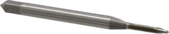 OSG - #1-72 UNF, 2 Flute, Bright Finish, High Speed Steel Spiral Point Tap - Plug Chamfer, Right Hand Thread, 1-11/16" OAL, 3/8" Thread Length, 0.141" Shank Diam, 2B Class of Fit, Series 105 - Exact Industrial Supply