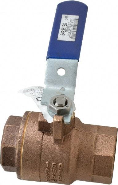 NIBCO - 1-1/2" Pipe, Full Port, Bronze Standard Ball Valve - 2 Piece, Inline - One Way Flow, FNPT x FNPT Ends, Lever Handle, 600 WOG, 150 WSP - All Tool & Supply