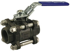 NIBCO - 1-1/2" Pipe, Full Port, Carbon Steel Standard Ball Valve - 3 Piece, Inline - One Way Flow, FNPT x FNPT Ends, Locking Lever Handle, 1,000 WOG - All Tool & Supply