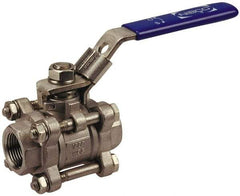 NIBCO - 1-1/2" Pipe, Full Port, Carbon Steel Standard Ball Valve - 3 Piece, Inline - One Way Flow, FNPT x FNPT Ends, Locking Lever Handle, 1,000 WOG - All Tool & Supply