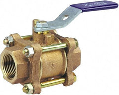 NIBCO - 2" Pipe, Full Port, Bronze Standard Ball Valve - 3 Piece, Inline - One Way Flow, FNPT x FNPT Ends, Lever Handle, 600 WOG, 150 WSP - All Tool & Supply