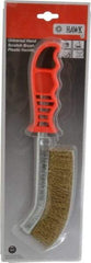 Made in USA - 1" Trim Length Brass Coated Steel Scratch Brass Coated Brush - 5-1/2" Brush Length, 10" OAL, 1" Trim Length, Plastic Ergonomic Handle - All Tool & Supply