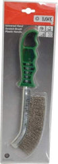 Made in USA - 1" Trim Length Stainless Steel Scratch Stainless Steel Brush - 5-1/2" Brush Length, 10" OAL, 1" Trim Length, Plastic Ergonomic Handle - All Tool & Supply