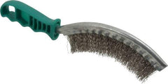 Made in USA - 1" Trim Length Stainless Steel Scratch Stain Steel Brush - 5-1/2" Brush Length, 10" OAL, 1" Trim Length, Plastic Ergonomic Handle - All Tool & Supply