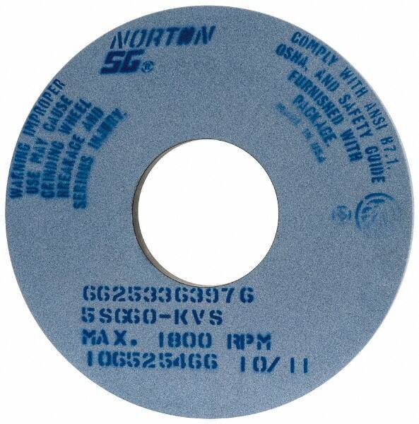 Norton - 14" Diam x 5" Hole x 1" Thick, K Hardness, 60 Grit Surface Grinding Wheel - Ceramic, Type 1, Medium Grade, 1,800 Max RPM, Vitrified Bond, No Recess - All Tool & Supply