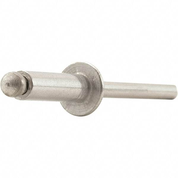 STANLEY Engineered Fastening - Size 6 Dome Head Aluminum Open End Blind Rivet - Aluminum Mandrel, 0.062" to 1/8" Grip, 3/16" Head Diam, 0.192" to 0.196" Hole Diam, 0.116" Body Diam - All Tool & Supply