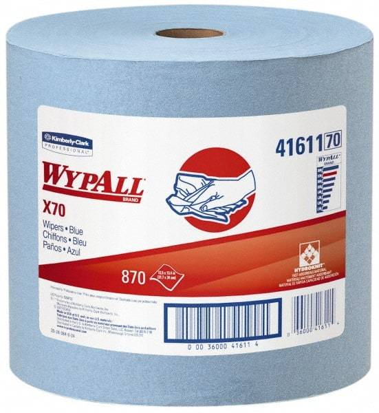 WypAll - X70 Dry Shop Towel/Industrial Wipes - Jumbo Roll, 13-3/8" x 12-1/2" Sheet Size, Blue - All Tool & Supply