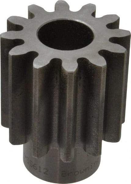 Browning - 6 Pitch, 2" Pitch Diam, 2.33" OD, 12 Tooth Spur Gear - 2" Face Width, 1" Bore Diam, 1-1/2" Hub Diam, 20° Pressure Angle, Steel - All Tool & Supply