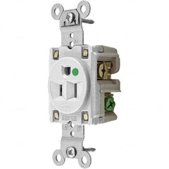 Hubbell Wiring Device-Kellems - 125V 15A NEMA 5-15R Hospital Grade White Straight Blade Single Receptacle - All Tool & Supply