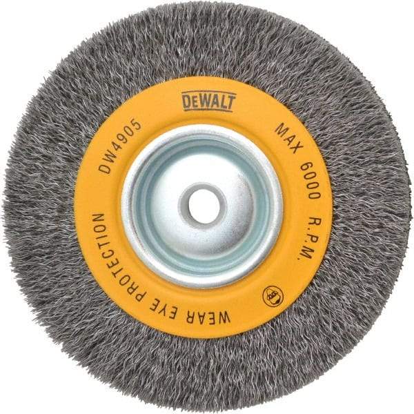 DeWALT - 6" OD, 5/8" Arbor Hole, Crimped Steel Wheel Brush - 1" Face Width, 0.014" Filament Diam, 6,000 RPM - All Tool & Supply