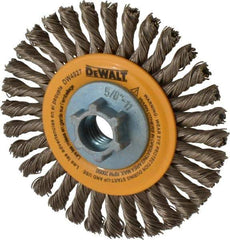 DeWALT - 4" OD, 5/8-11 Arbor Hole, Knotted Stainless Steel Wheel Brush - 0.02" Filament Diam, 20,000 RPM - All Tool & Supply