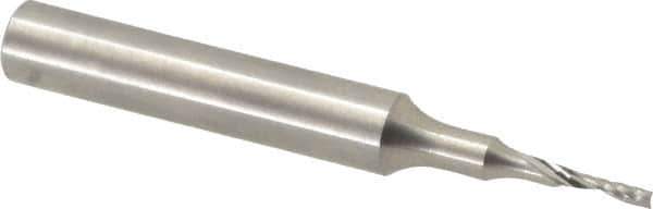 Onsrud - 1/16" Cutting Diam x 1/4" Length of Cut, 1 Flute, Upcut Spiral Router Bit - Uncoated, Right Hand Cut, Solid Carbide, 2" OAL x 1/4" Shank Diam, Single Edge, 21° Helix Angle - All Tool & Supply