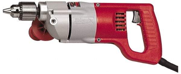 Milwaukee Tool - 1/2" Keyed Chuck, 1,000 RPM, D-Handle Electric Drill - 7 Amps, 120 Volts, Reversible, Includes Chuck Key with Holder & Side Handle - All Tool & Supply