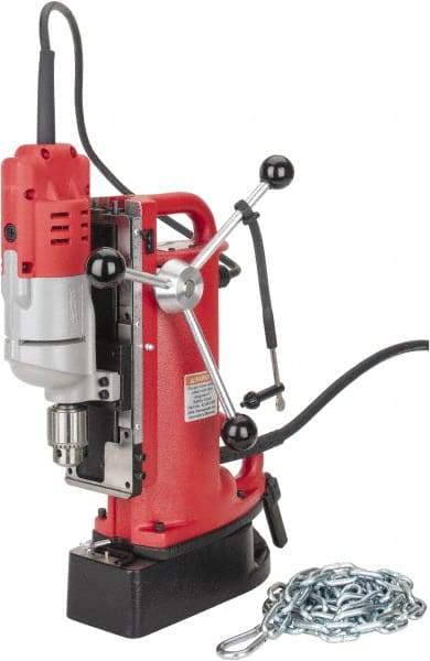 Milwaukee Tool - 1/2" Chuck, 9" Travel, Portable Electromagnetic Drill Press - 600 RPM, 7.2 Amps, 120 Volts, 9' Cord Length - All Tool & Supply