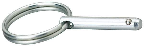 Gibraltar - 3/16" Pin Diam, 1" Long, Zinc Plated Steel Ball Lock Hitch Pin - 13/16" Usable Length - All Tool & Supply