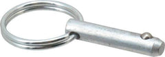 Gibraltar - 1/4" Pin Diam, 1" Long, Zinc Plated Steel Ball Lock Hitch Pin - 3/4" Usable Length - All Tool & Supply