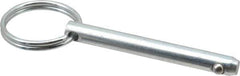 Gibraltar - 1/4" Pin Diam, 2" Long, Zinc Plated Steel Ball Lock Hitch Pin - 1-3/4" Usable Length - All Tool & Supply