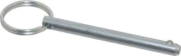 Gibraltar - 1/4" Pin Diam, 2-1/2" Long, Zinc Plated Steel Ball Lock Hitch Pin - 2-1/4" Usable Length - All Tool & Supply