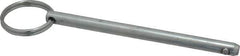 Gibraltar - 1/4" Pin Diam, 3-1/2" Long, Zinc Plated Steel Ball Lock Hitch Pin - 3-1/4" Usable Length - All Tool & Supply