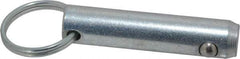 Gibraltar - 1/2" Pin Diam, 2" Long, Zinc Plated Steel Ball Lock Hitch Pin - 1-1/2" Usable Length - All Tool & Supply