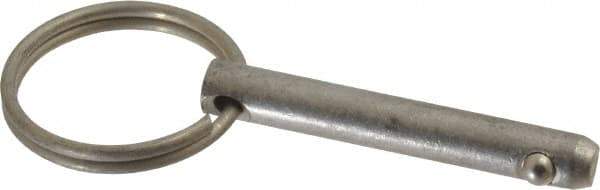 Gibraltar - 1/4" Pin Diam, 1-1/2" Long, Uncoated Stainless Steel Ball Lock Hitch Pin - 1-1/4" Usable Length - All Tool & Supply