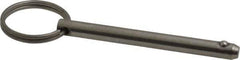 Gibraltar - 1/4" Pin Diam, 2-1/2" Long, Uncoated Stainless Steel Ball Lock Hitch Pin - 2-1/4" Usable Length - All Tool & Supply