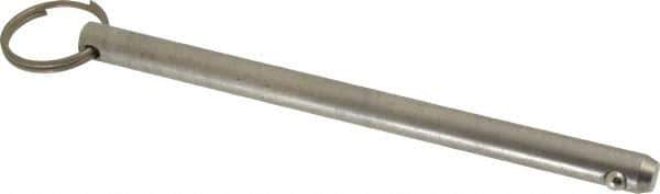 Gibraltar - 3/8" Pin Diam, 5-1/2" Long, Uncoated Stainless Steel Ball Lock Hitch Pin - 5-1/8" Usable Length - All Tool & Supply