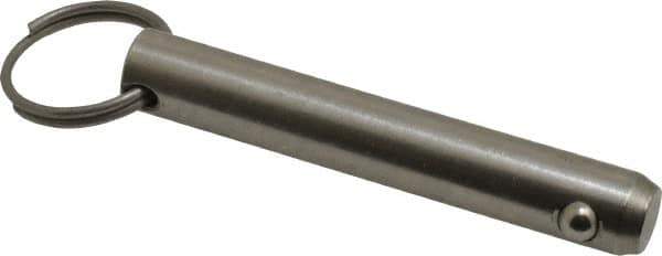 Gibraltar - 1/2" Pin Diam, 3" Long, Uncoated Stainless Steel Ball Lock Hitch Pin - 2-1/2" Usable Length - All Tool & Supply