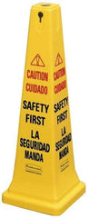 Rubbermaid - Caution - Safety First, 12-1/4" Wide x 36" High, Plastic Floor Sign - Cone, Black on Yellow, For Accident Prevention - All Tool & Supply