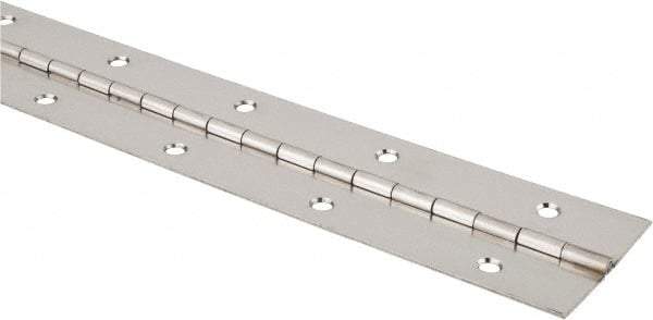 Made in USA - 24" Long x 2" Wide, 1/2" Knuckle, Stainless Steel Pol Sts Coating Continuous Hinge - 0.091" Pin Diam, 0.04" Thick with Holes - All Tool & Supply