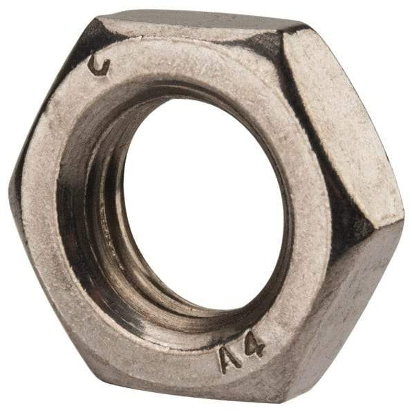 Value Collection - M16x2.00 Metric Coarse Stainless Steel Right Hand Hex Jam Nut - 24mm Across Flats, 8mm High, Uncoated - All Tool & Supply