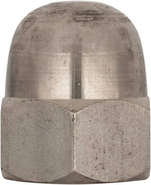 Value Collection - M22x2.5 Metric Coarse, 34mm Width Across Flats, Uncoated, Stainless Steel Acorn Nut - 39mm Overall Height, Austenitic A4, DIN 1587 - All Tool & Supply