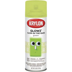 Krylon - Glow Green, Semi Gloss, Glow-in-the-Dark Spray Paint - 10 to 15 Sq Ft per Can, 16 oz Container, Use on Ceramics, Fabric, Glass, Glow-in-the-Dark Paint, Metal, Paper, Papier Mache, Plaster, Wicker, Wood - All Tool & Supply