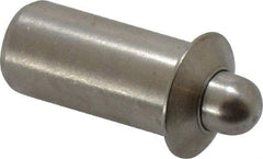 Vlier - 0.786" Body Len x 3/8" Body Diam, 0.234" Plunger Diam, 2.5 Lb Init to 7 Lb Final End Force, 0.786" Len Under Flange, Stainless Steel Press Fit Spring Plunger - 1/2" Flange Diam, 0.096" Flange Thickness, 0.882" Plunger Len, 3/16" Plunger Projection - All Tool & Supply